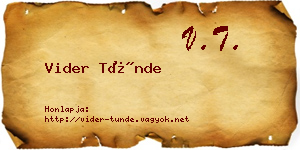 Vider Tünde névjegykártya
